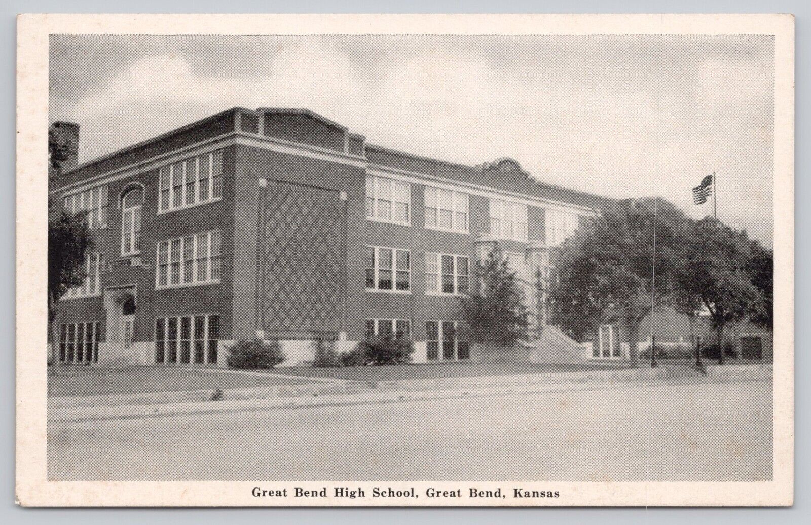 Great Bend High School Great Bend Kansas KS Vintage Lithograph Postcard