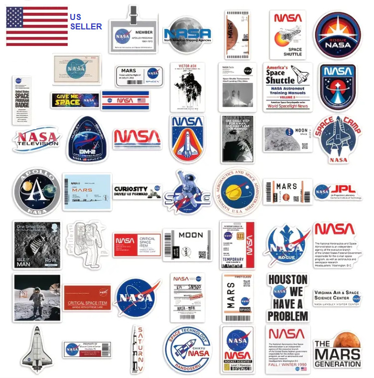 24 NASA Mission Vinyl Stickers Shuttle Apollo Mars and MORE  Fun Space Swag