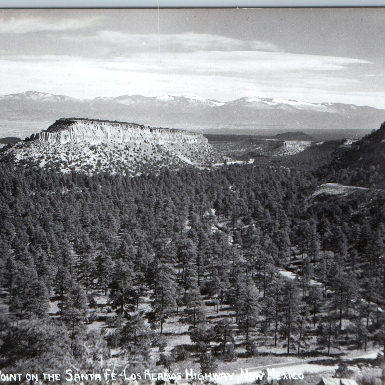 c1950s Santa Fe - Los Alamos Hwy, N.M RPPC Lookout Point S.W. Post Card Co. A200