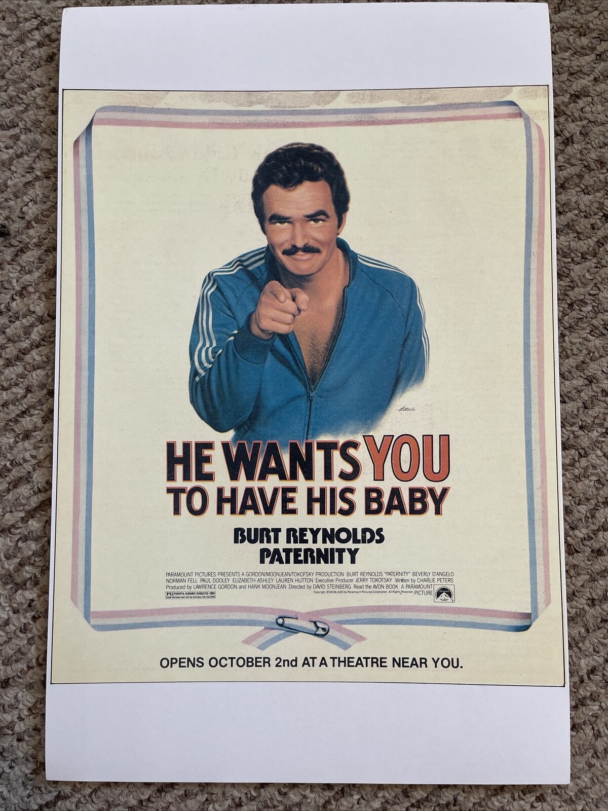 Burt Reynolds Paternity He Wants You To Have His Baby Poster 11 x 17   (64)