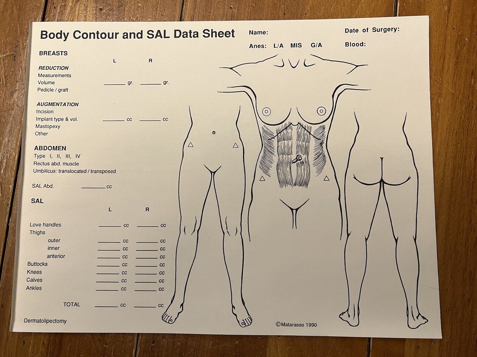 Vintage Medical Exam Worksheet for Plastic Surgery Breast Butt Enhancement 27 Pk