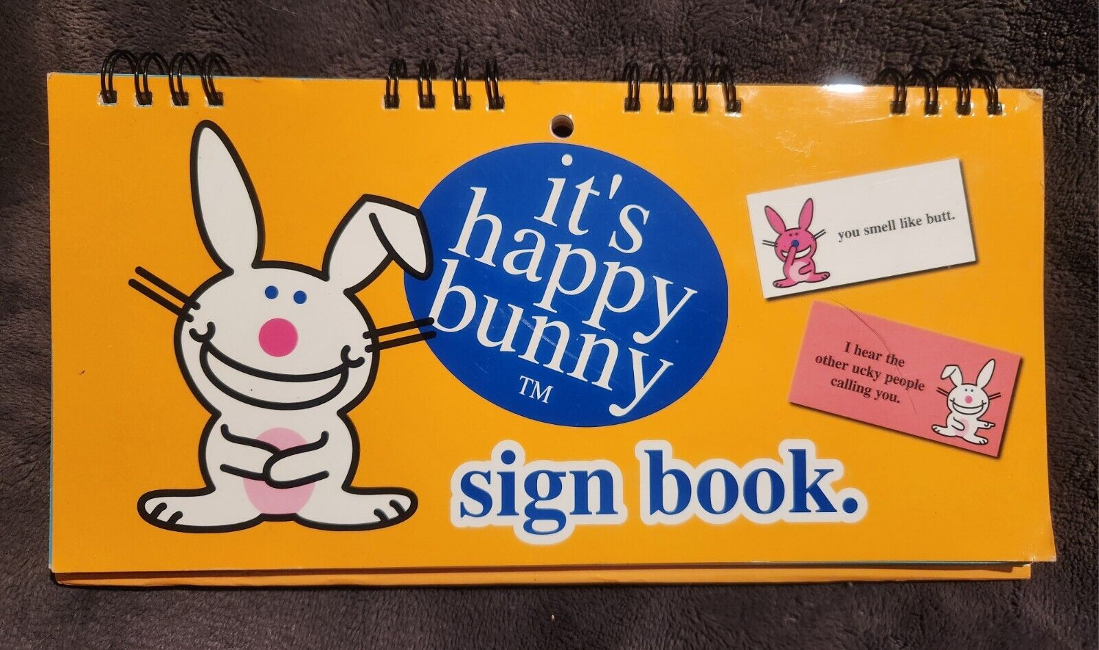 It's Happy Bunny JIM BENTON  sign book FLIP desk or wall signs #1444 funny 10x6