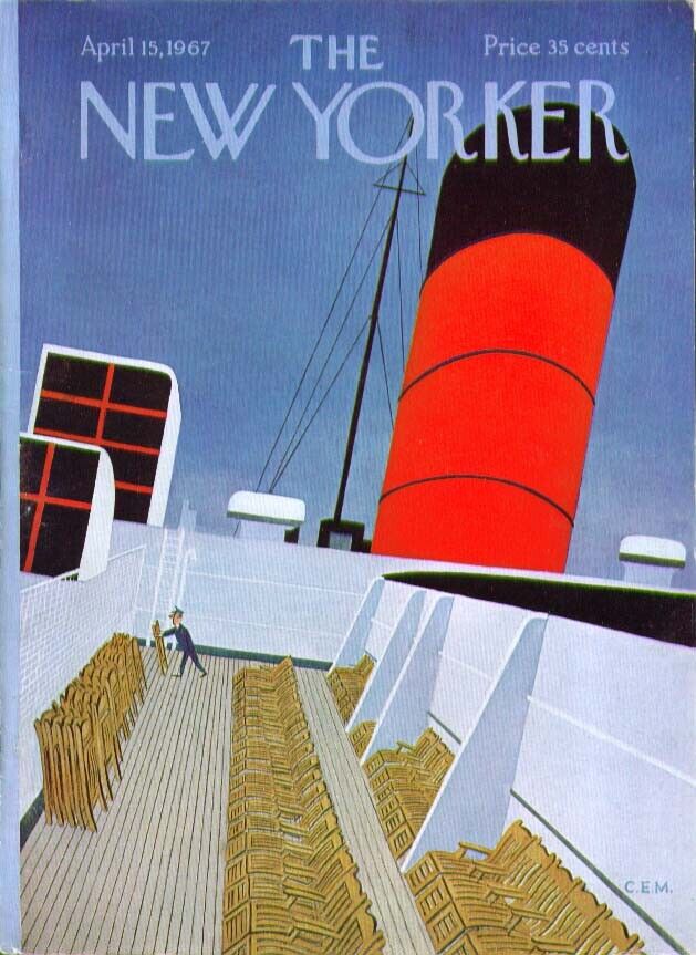 New Yorker cover Martin heaving ocean liner 4/15 1967
