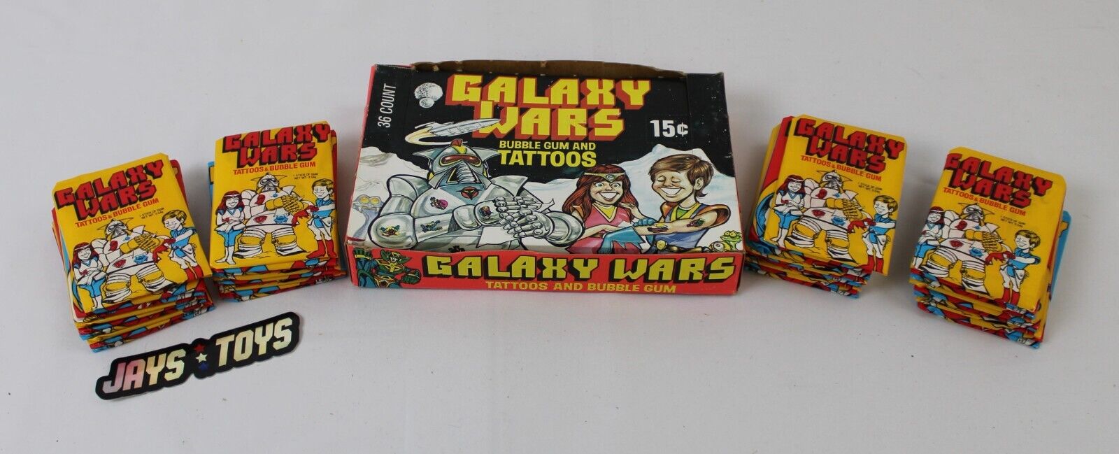 Donruss 1973 Galaxy Wars Bubble Gum and Tattoos - 36 Sealed Packs with Box