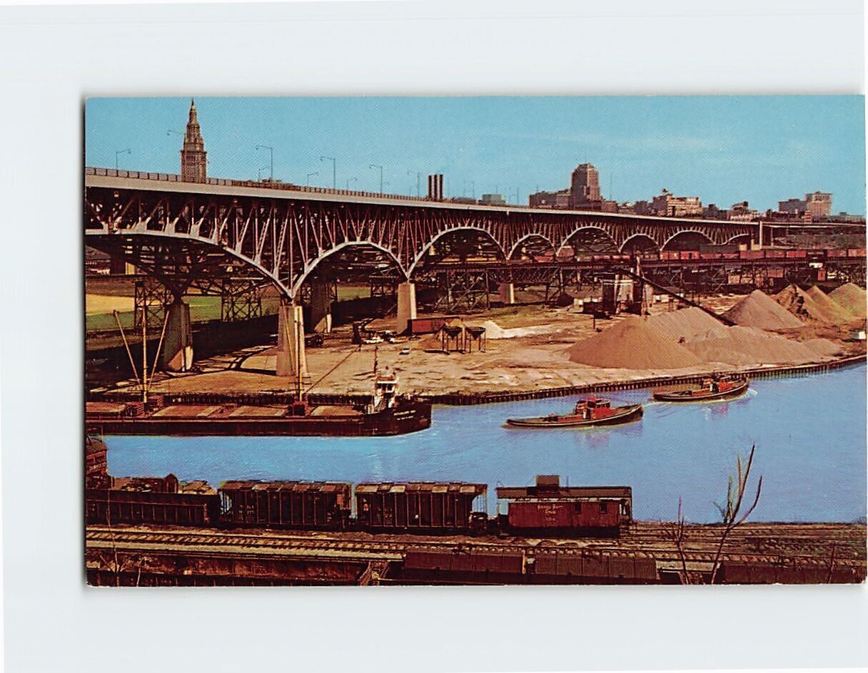 Postcard Innerbelt Freeway Bridge Cuyahoga Valley Cleveland Ohio USA