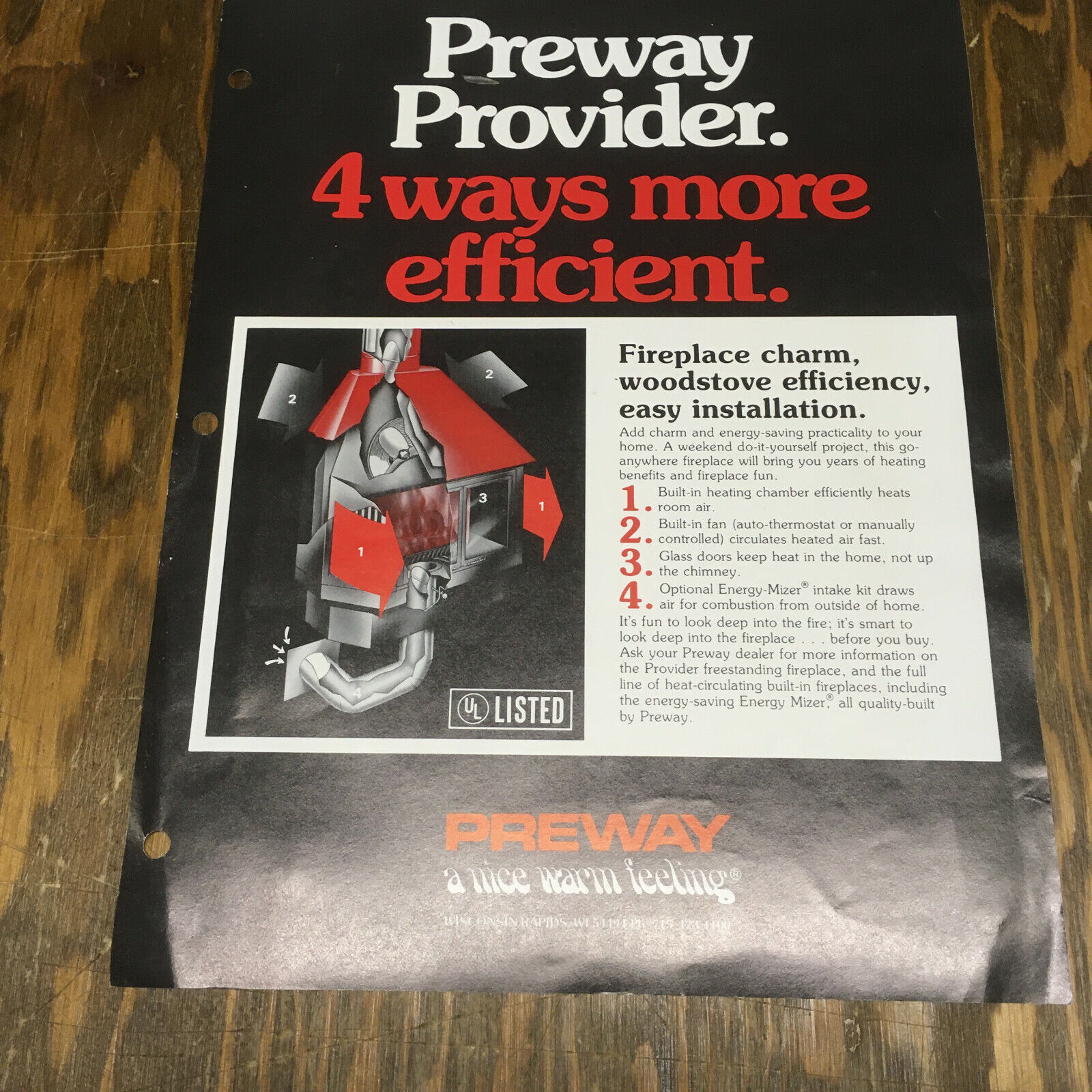  Vintage paper ad for Preway provider fireplace charm wood stove efficiency  