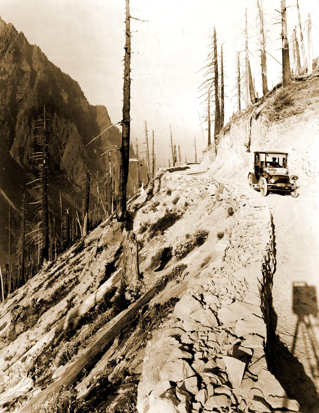1919 Electric Car Promo Tour In Mountains Old Photo 8.5\