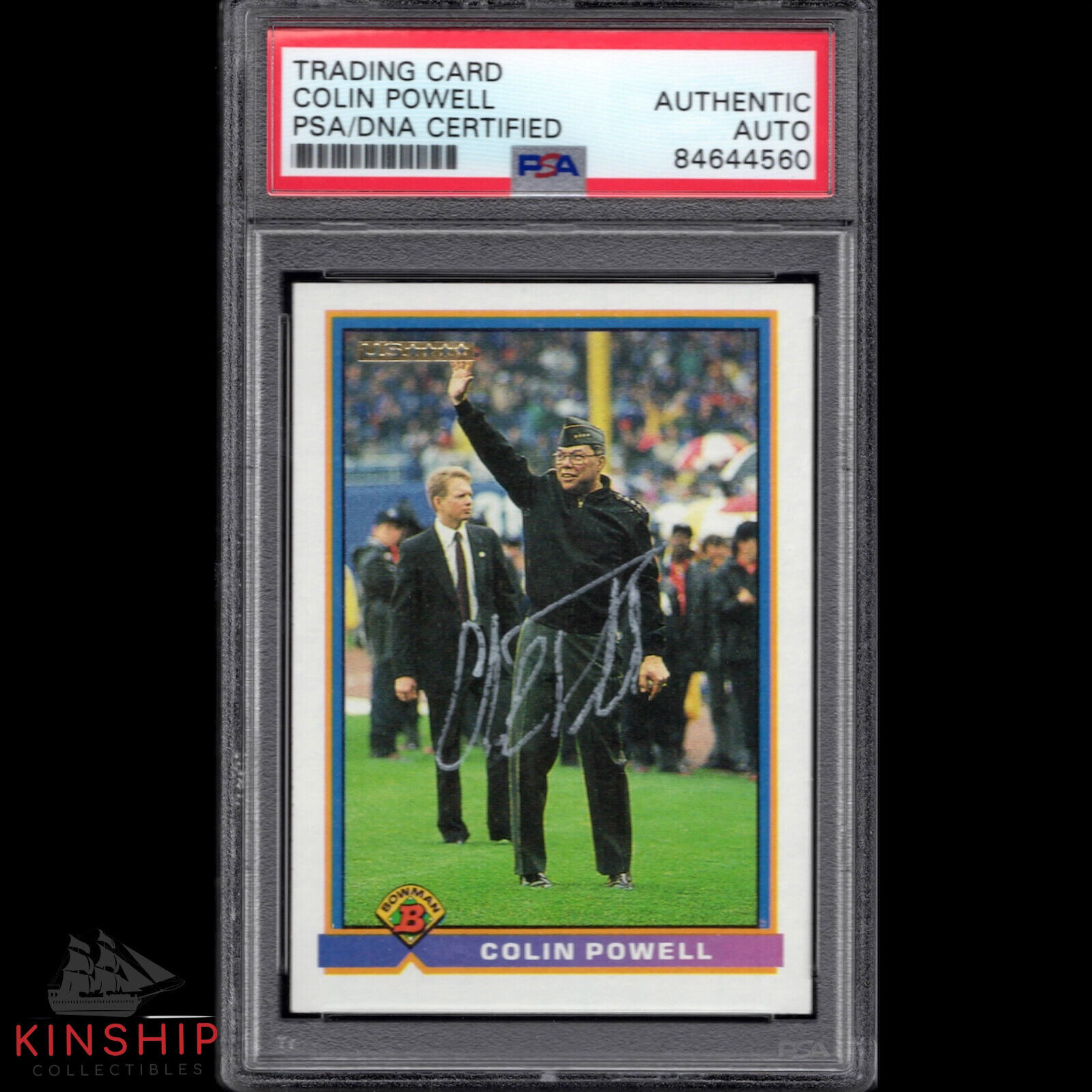 Colin Powell signed 1991 Bowman Trading Card PSA DNA Slabbed Auto Rare C1075