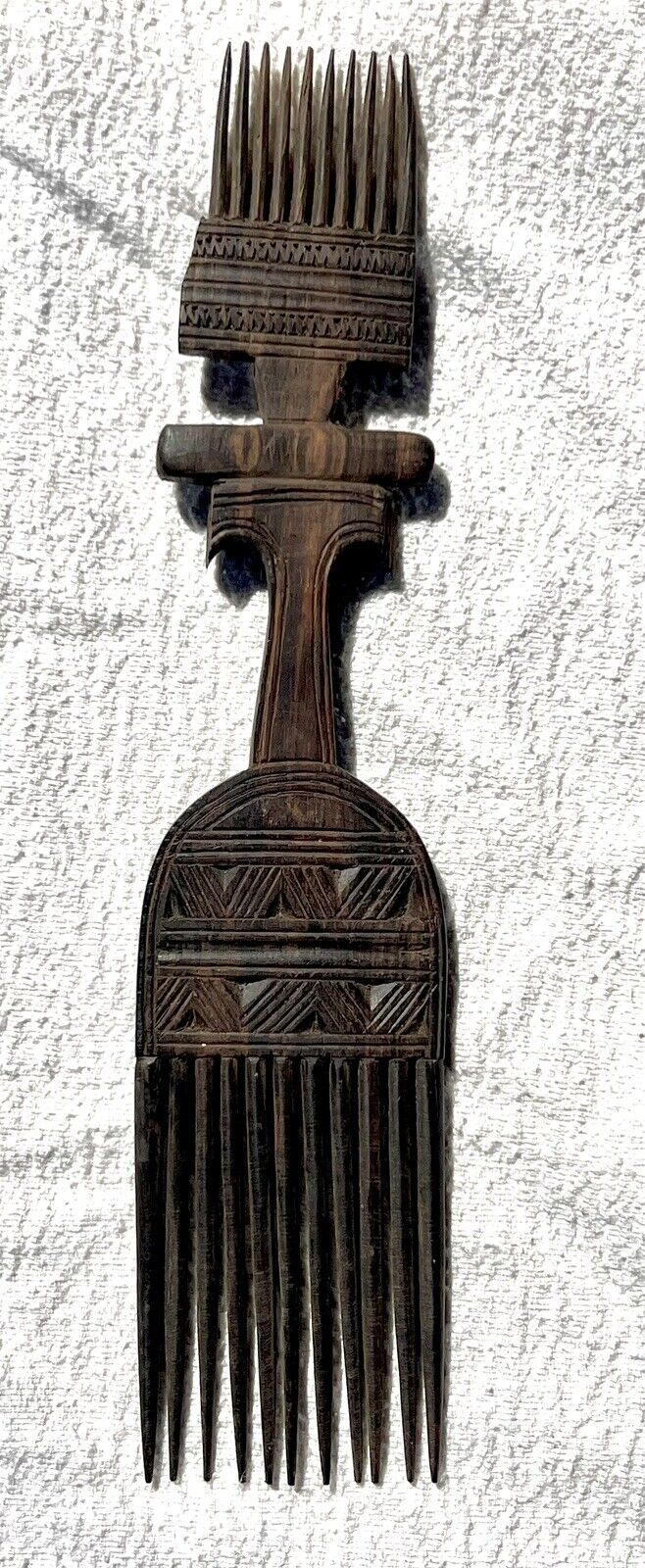 Vintage Hand Carved African Wooden Comb Tuareg Early 20th Century