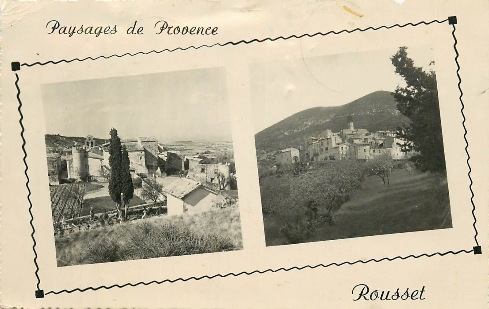 Paysages de Provence Rousset France small country farm town pm1959 RPPC Postcard