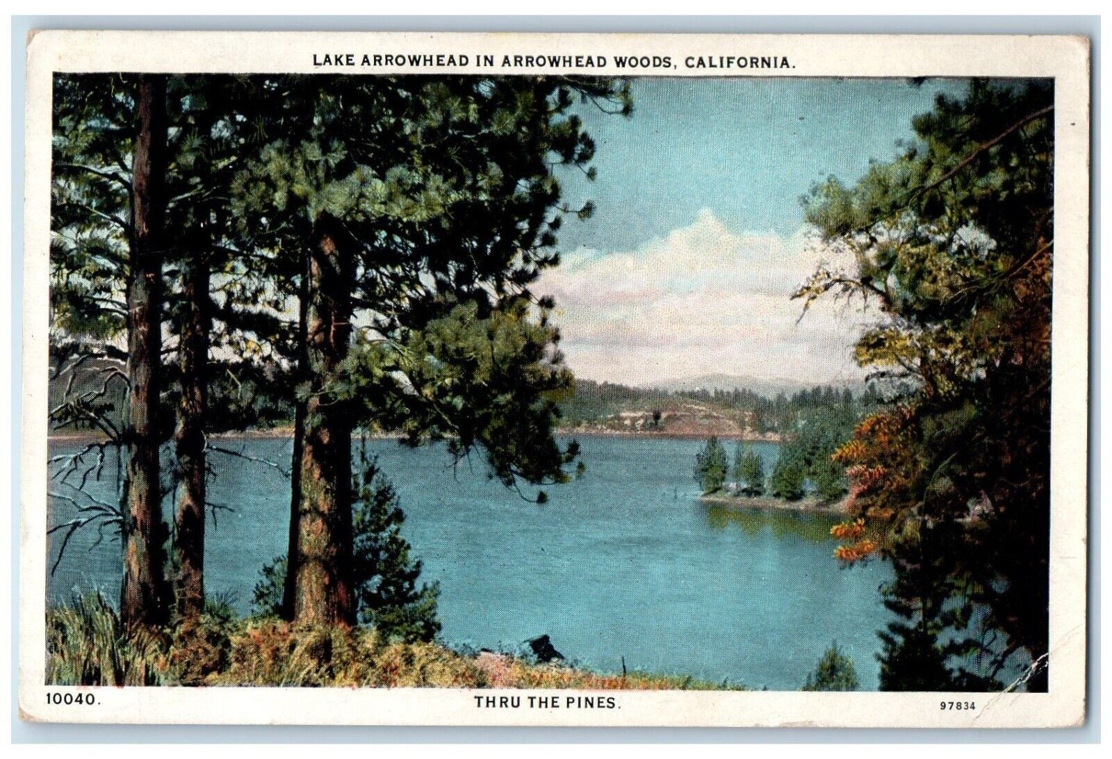 1927 Lake Arrowhead Woods Thru Pines River California Vintage Antique Postcard