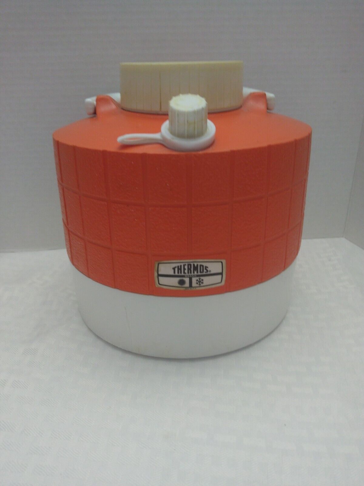 Thermos 1 Gallon Orange & White Vtg Water Jug Camping Drink Picnic Cooler