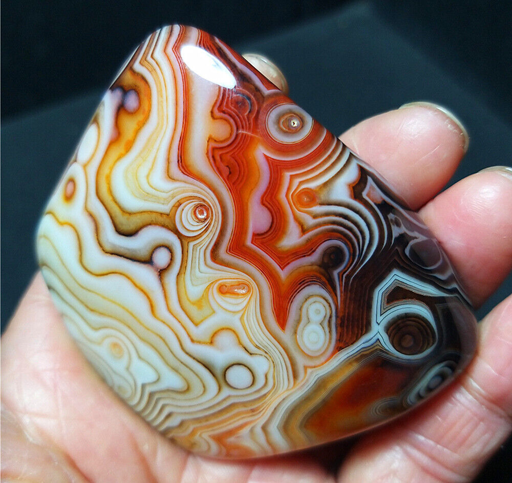 TOP 116G Natural Polished Silk Banded Lace Agate Crystal Madagascar  A3667