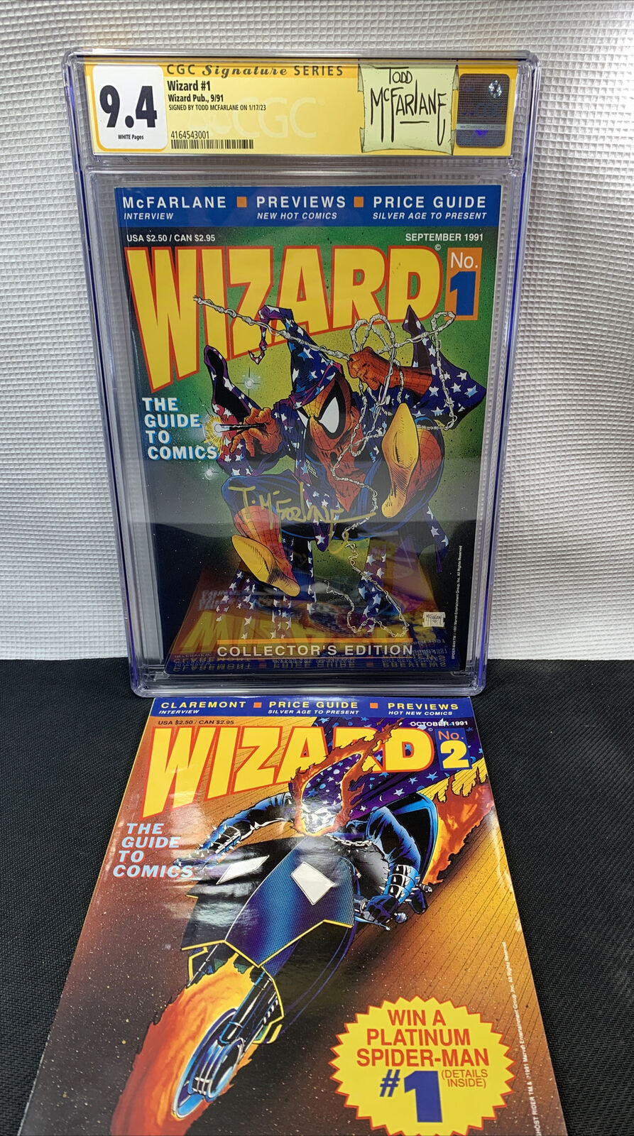 Wizard Magazine Guide To Comics #1 CGC 9.4 Signed Todd McFarlane Spiderman & #2