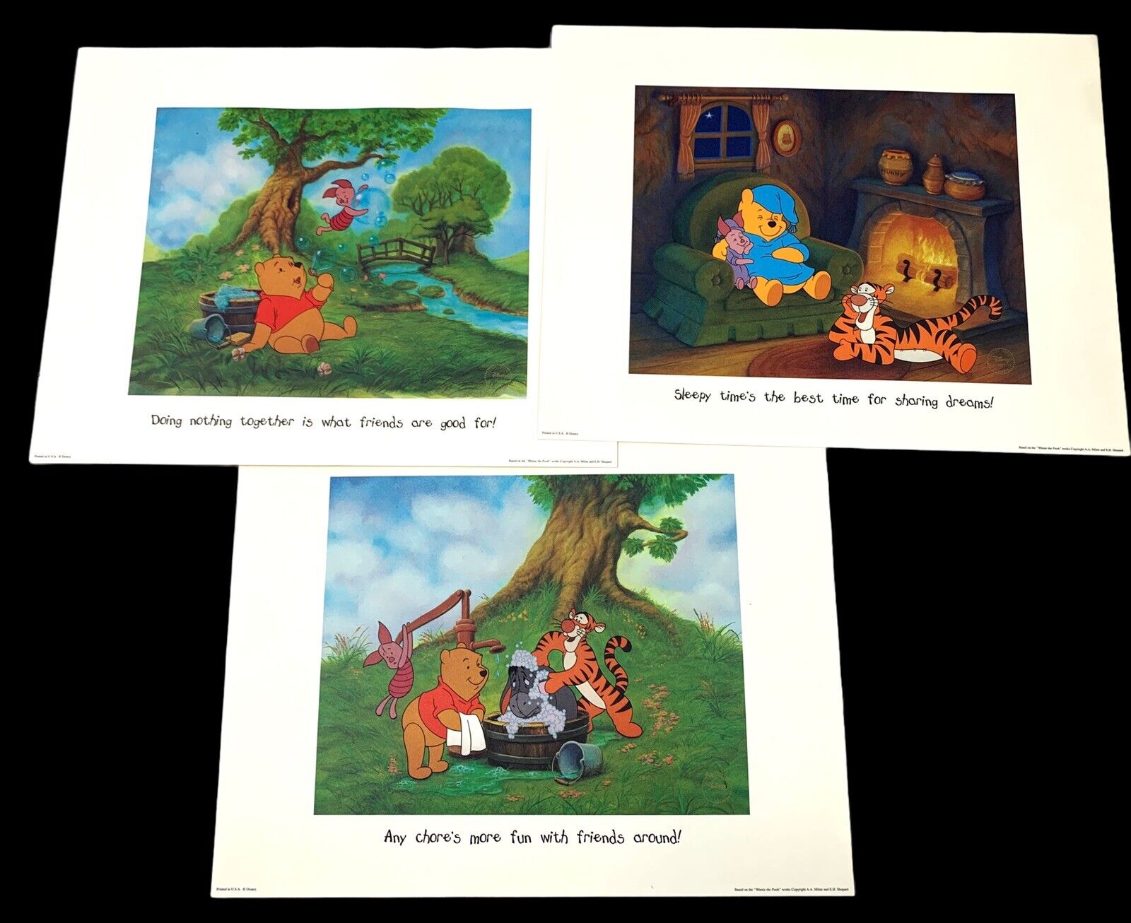 Vtg 1997 Disney Special Edition Lithograph Society Winnie The Pooh Piglet Tigger