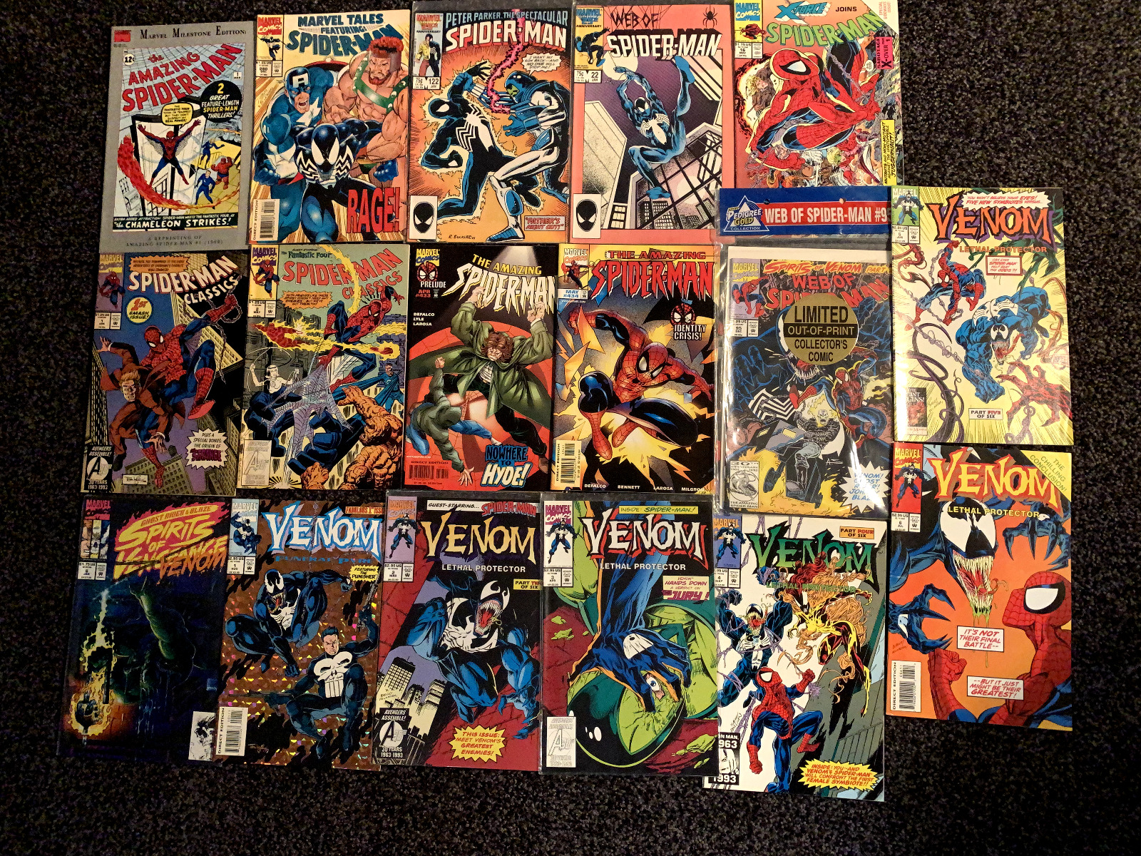 Vintage mostly 90s Spider-Man Venom Marvel Comics Lot - 17 Books - good shape