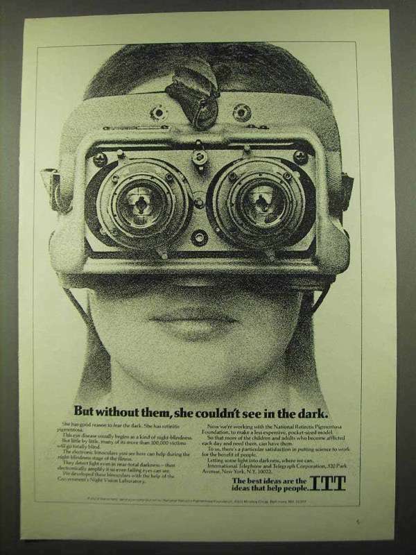 1974 ITT Ad - Without She Couldn\'t See In Dark