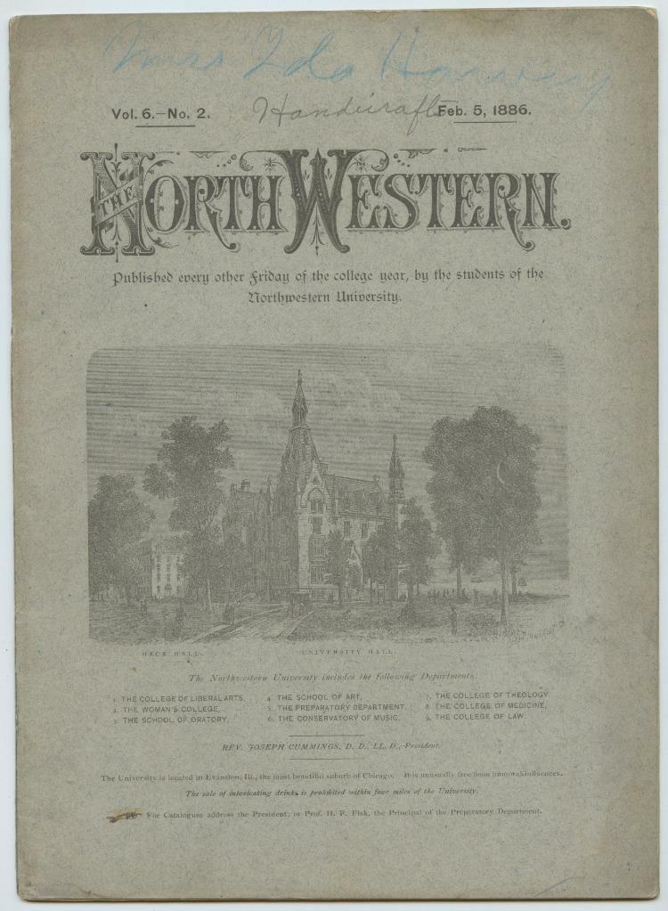 1886 The Northwestern University Magazine Published by Students Laughing Gas Ad.