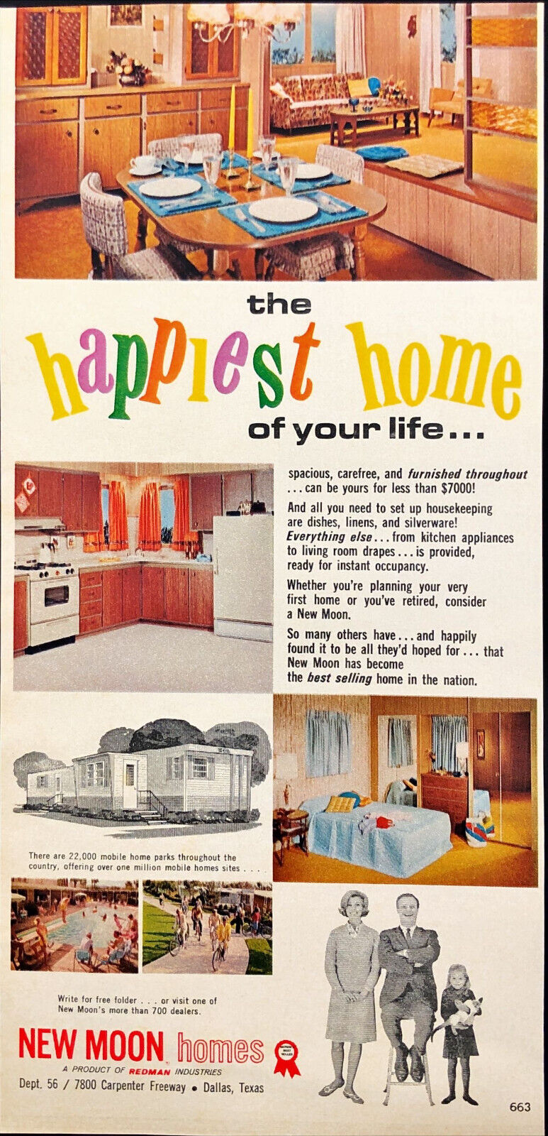 1966 New Moon Homes Vintage Print Ad The Happiest Home Of Your Life