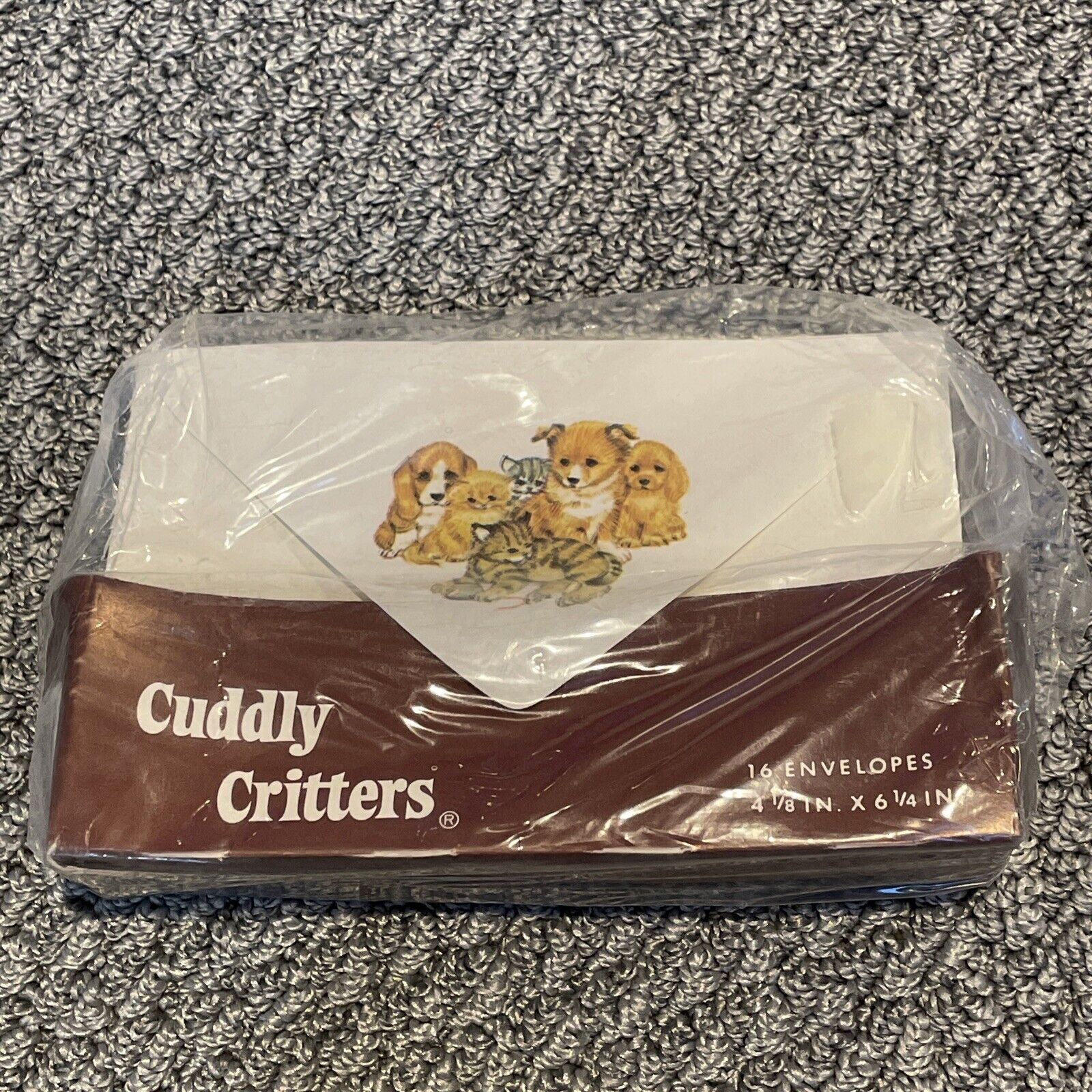 Vintage Envelopes Sangamon Cuddly Critters Sealed Box of 16 Puppy Kitten NOS