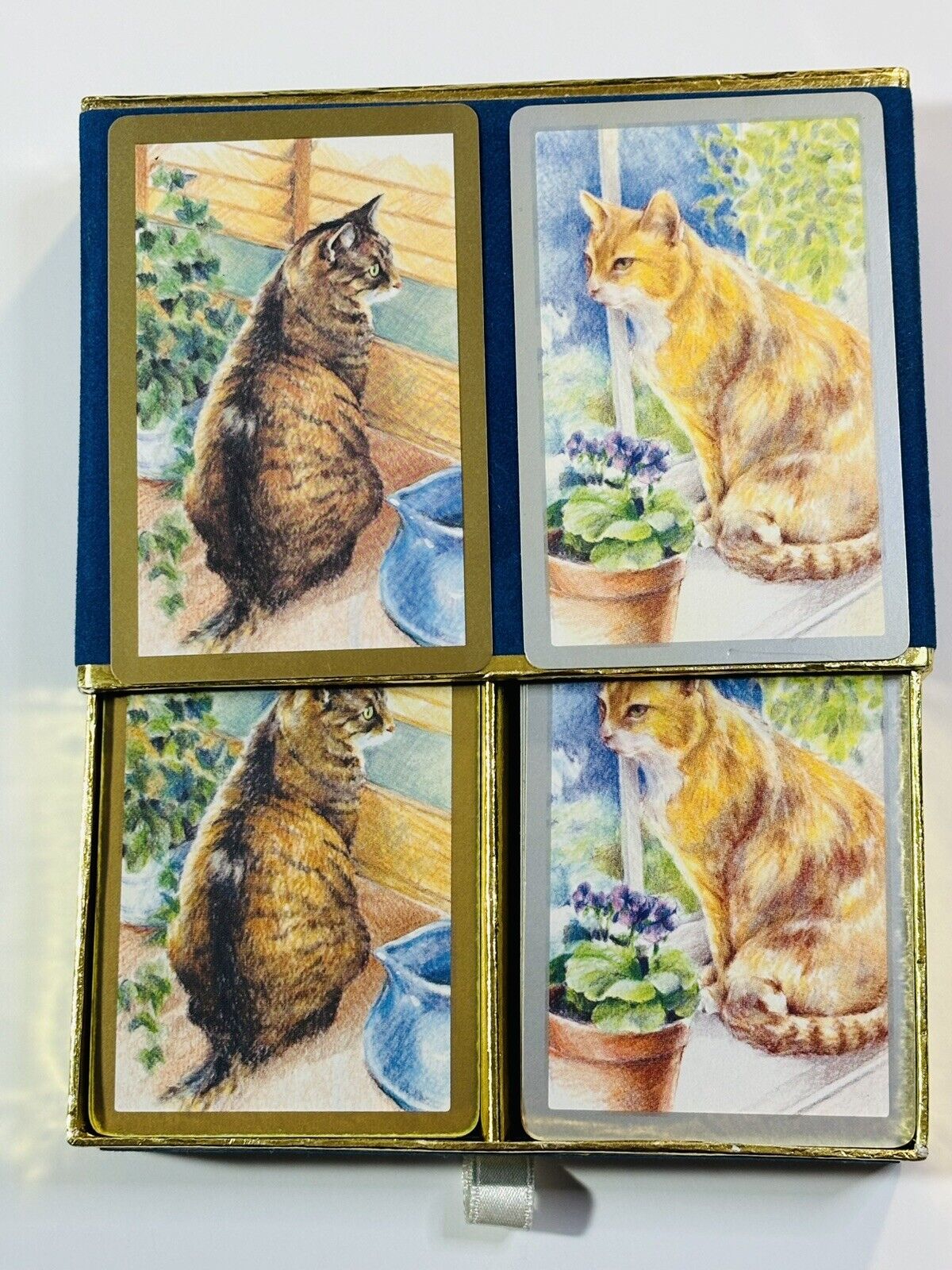 Congress Playing Card Set Of 2 Made In Spain Cats Slightly Used LOOK