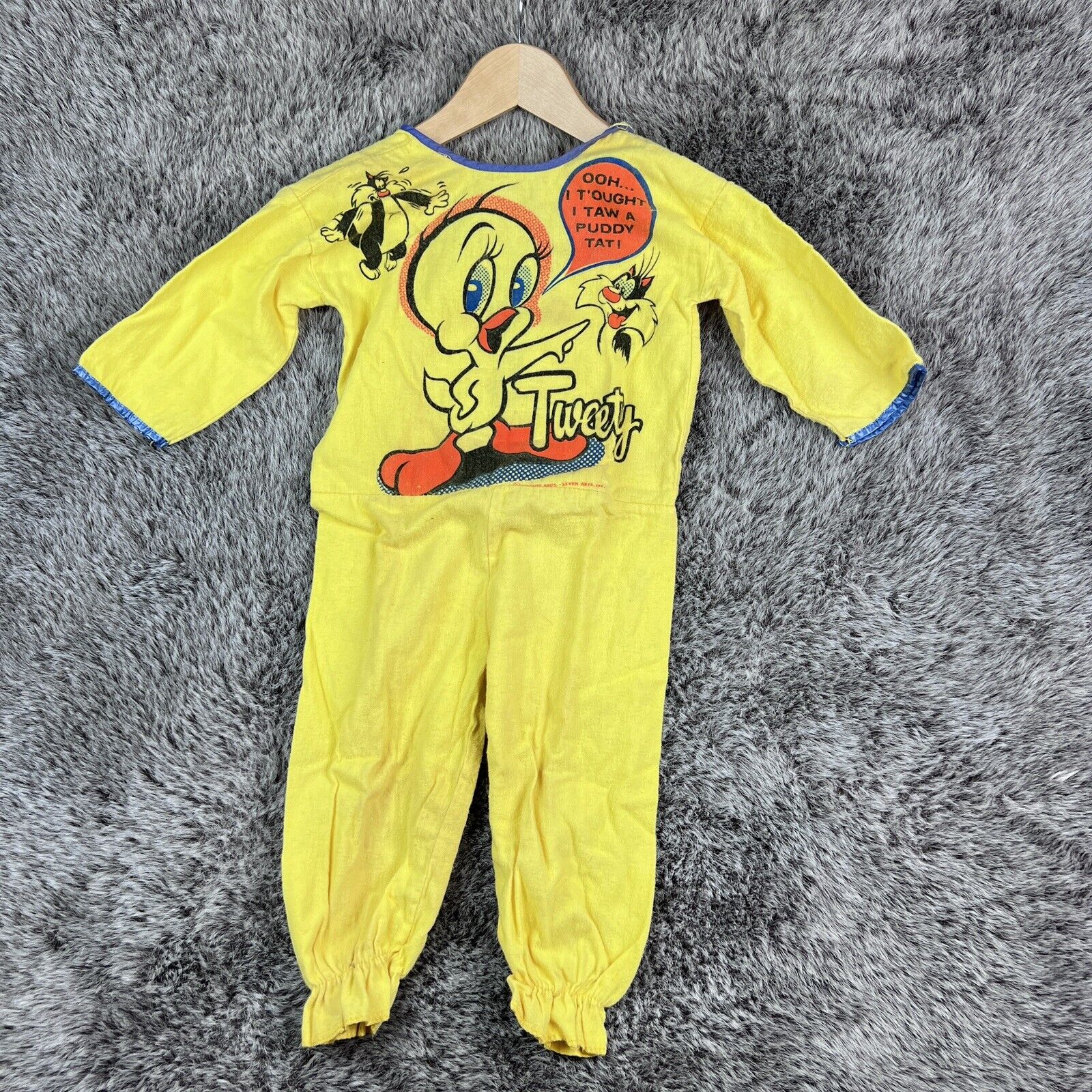 Vintage Warner Bros Tweety Bird Costume 1960s Age 2-4 Ooh I T\'ought I Taw a Pudd