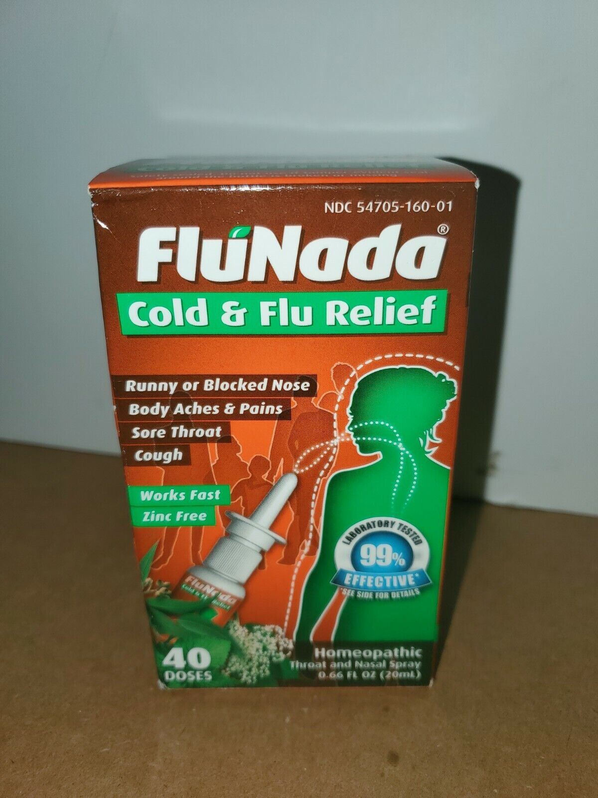 Flunada Cold & Flu Relief Homeopathic Throat & Nasal Spray. Lab Tested