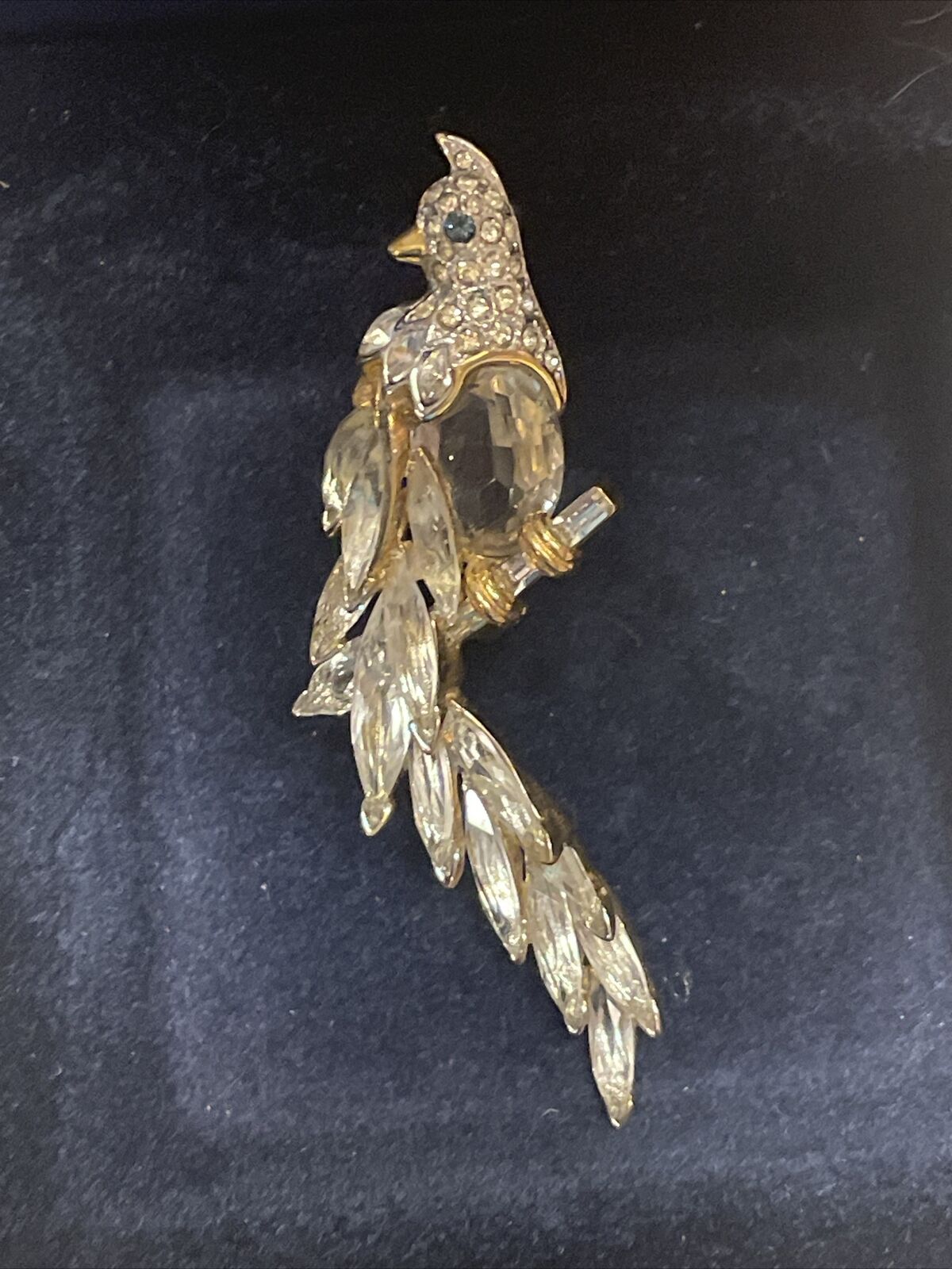 Rare Vintage Swarovski SC Signed Crystal Bird Brooch Pin