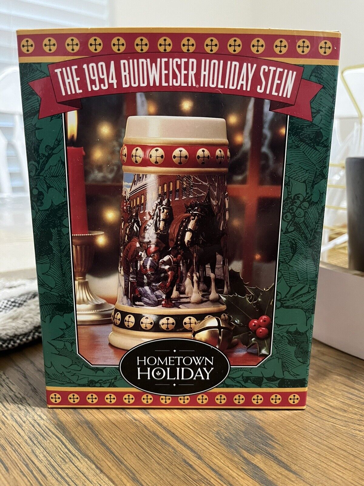 **NIB** The 1994 Budweiser Holiday Stein (HOMETOWN HOLIDAY)  **COA Included**