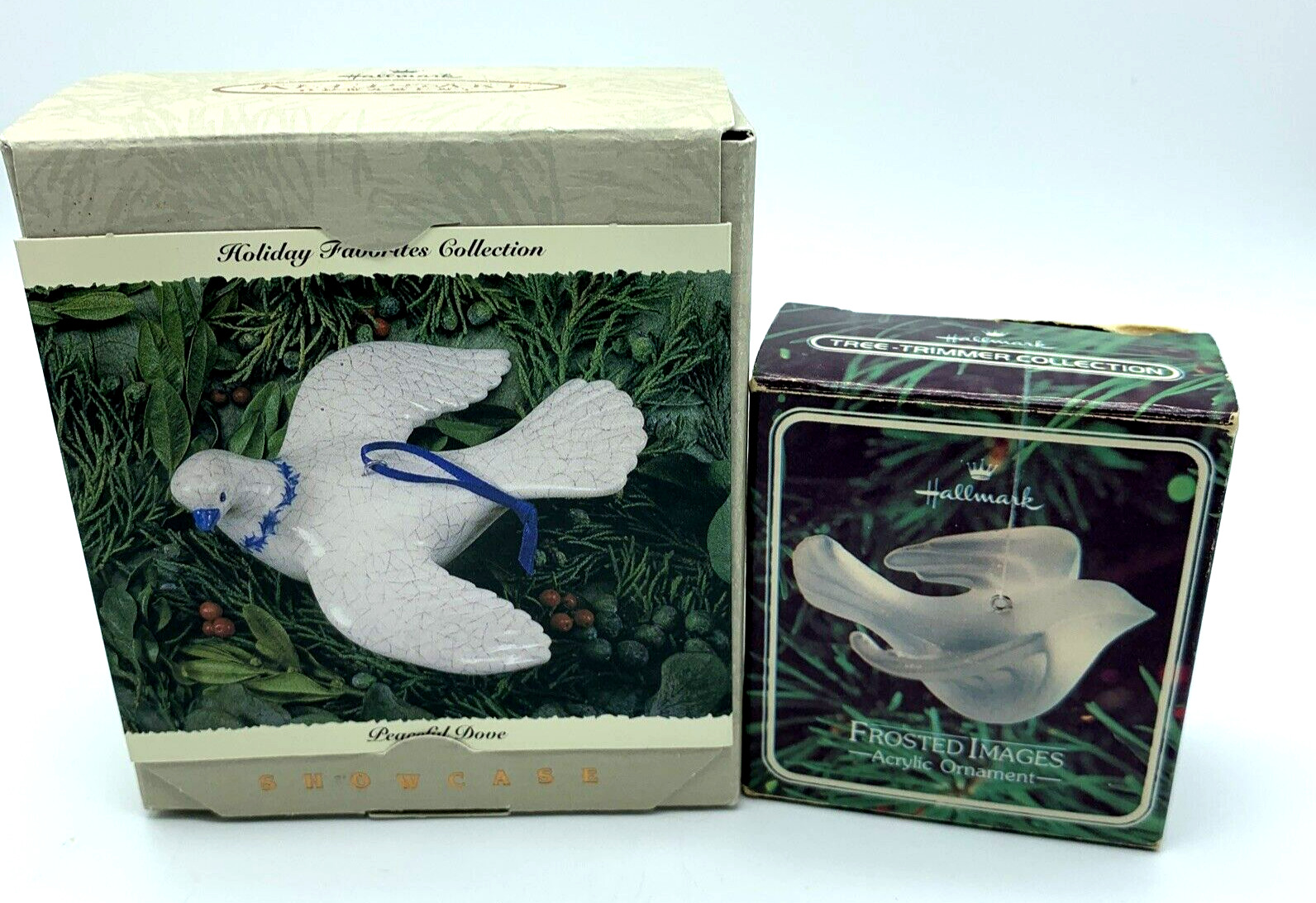 Peaceful Dove Hallmark Keepsake Ornament Christmas 1994 and Frosted Images Dove