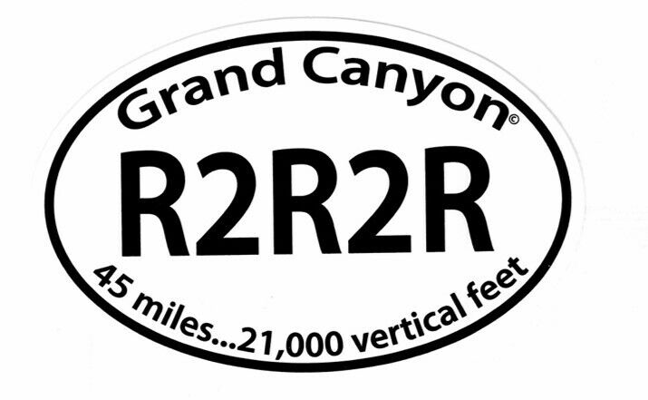 Grand Canyon Rim-to-Rim-to-Rim R2R2R hike Oval vinyl decal 