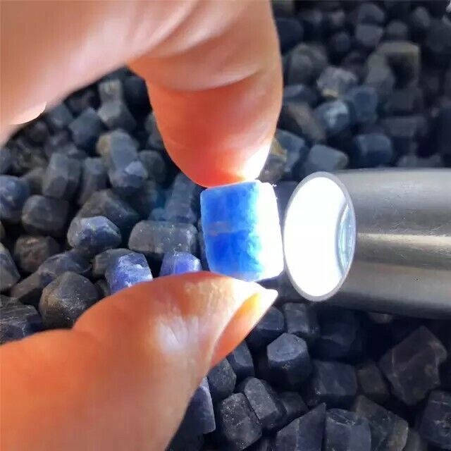 50g Bulk Rough Natural Blue Sapphire Corundum Crystal Healing Specimen 5-20 mm