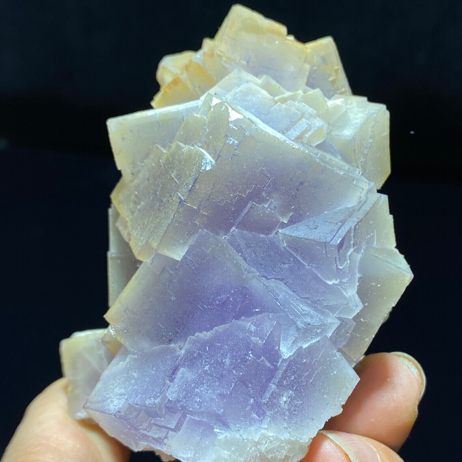 327g Natural Purple Cubic Fluorite & Quartz Mineral Specimen/Guizhou