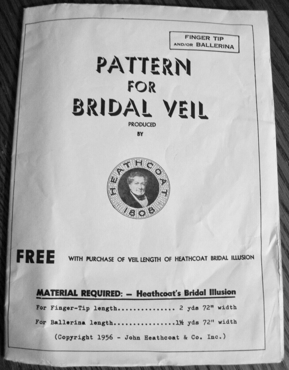 Vtg UNCUT 1956 Bridal Veil Pattern by Heathcoat Finger-Tip & Ballerina Length