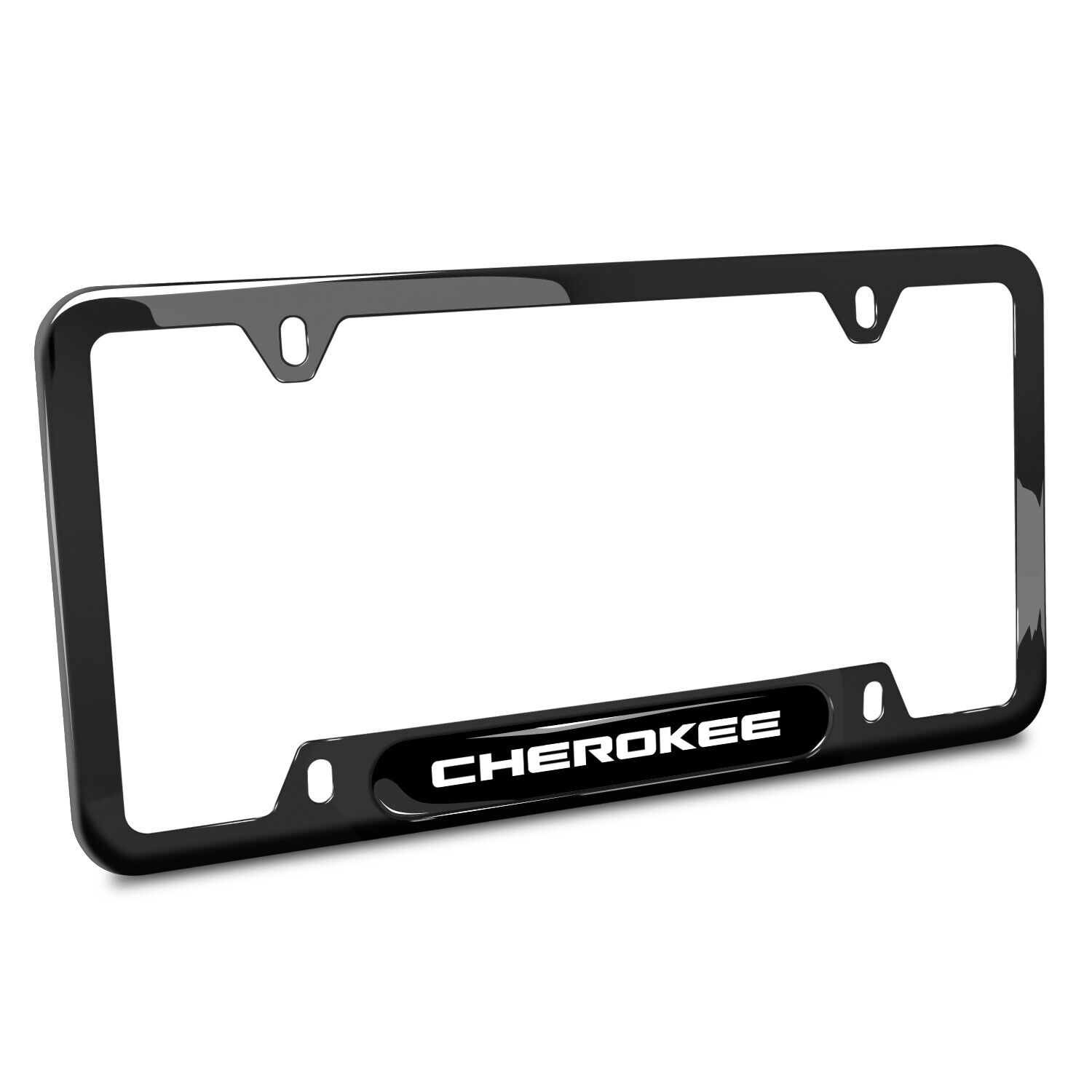 Jeep Cherokee Black Insert Black Stainless Steel License Plate Frame