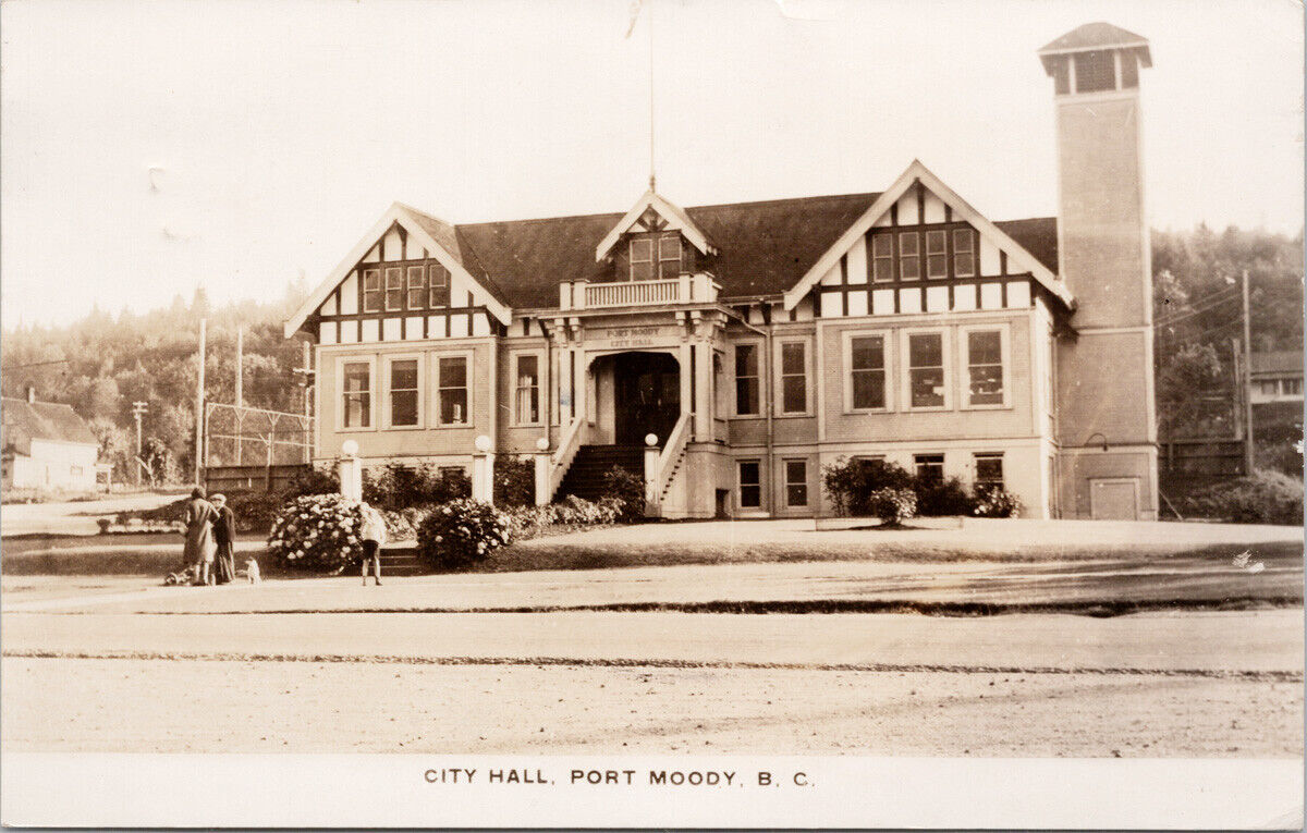 City Hall Port Moody BC British Columbia c1945 Real Photo Postcard F86