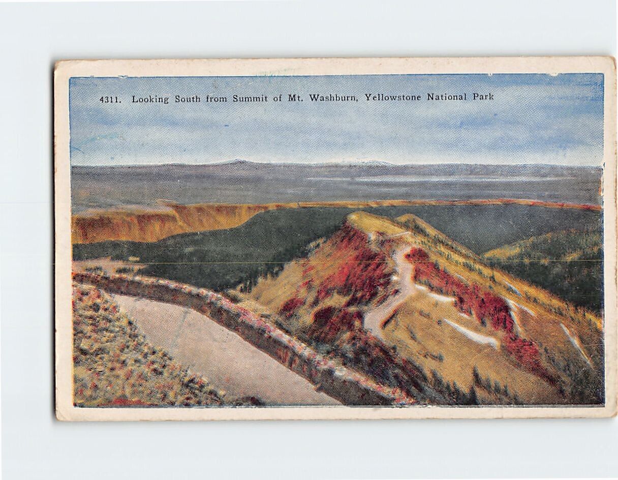 Postcard Looking South from Summit of Mt. Washburn Wyoming USA