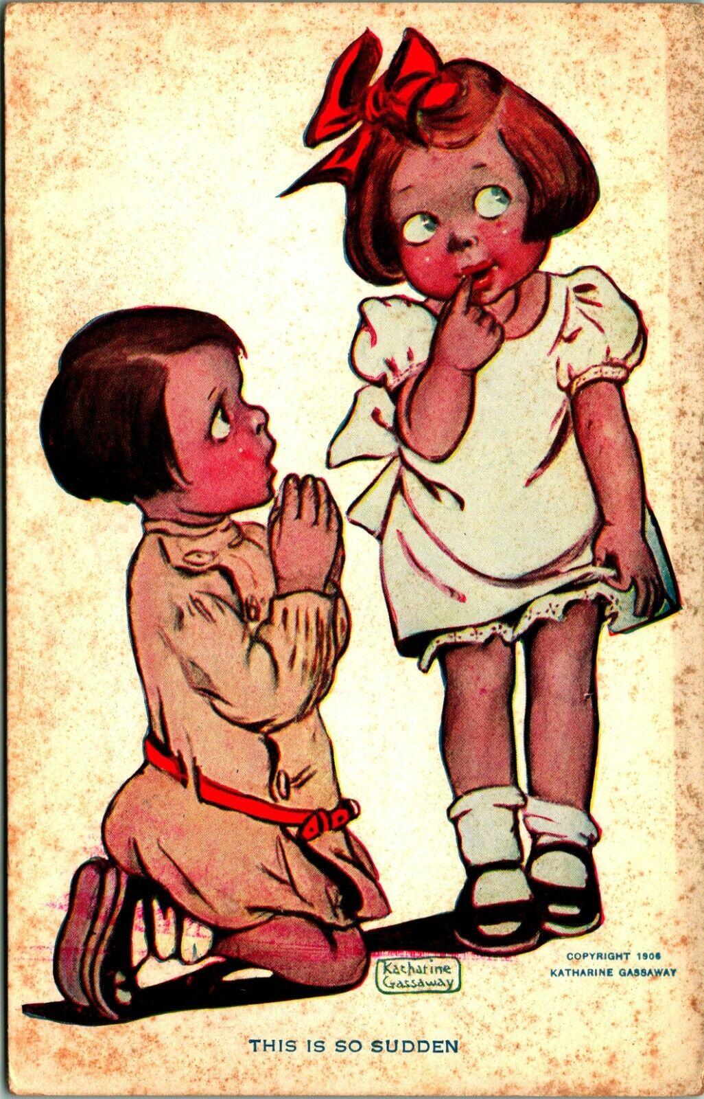 Artist Signed Katherine Gassaway Comic This Is So Sudden 1909 DB Postcard