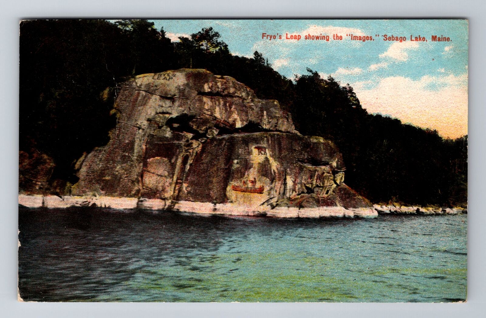 Sebago Lake ME-Maine, Frye's Leap, Images, Antique, Vintage c1910 Postcard