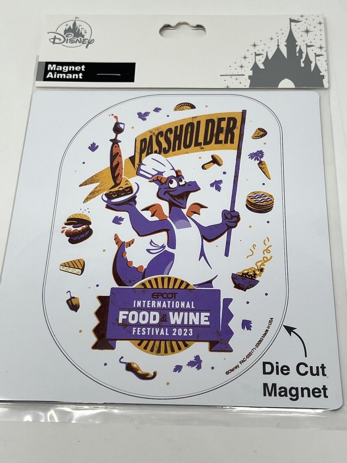 Disney Epcot Food And Wine Festival 2023 Chef Figment PASSHOLDER Magnet New