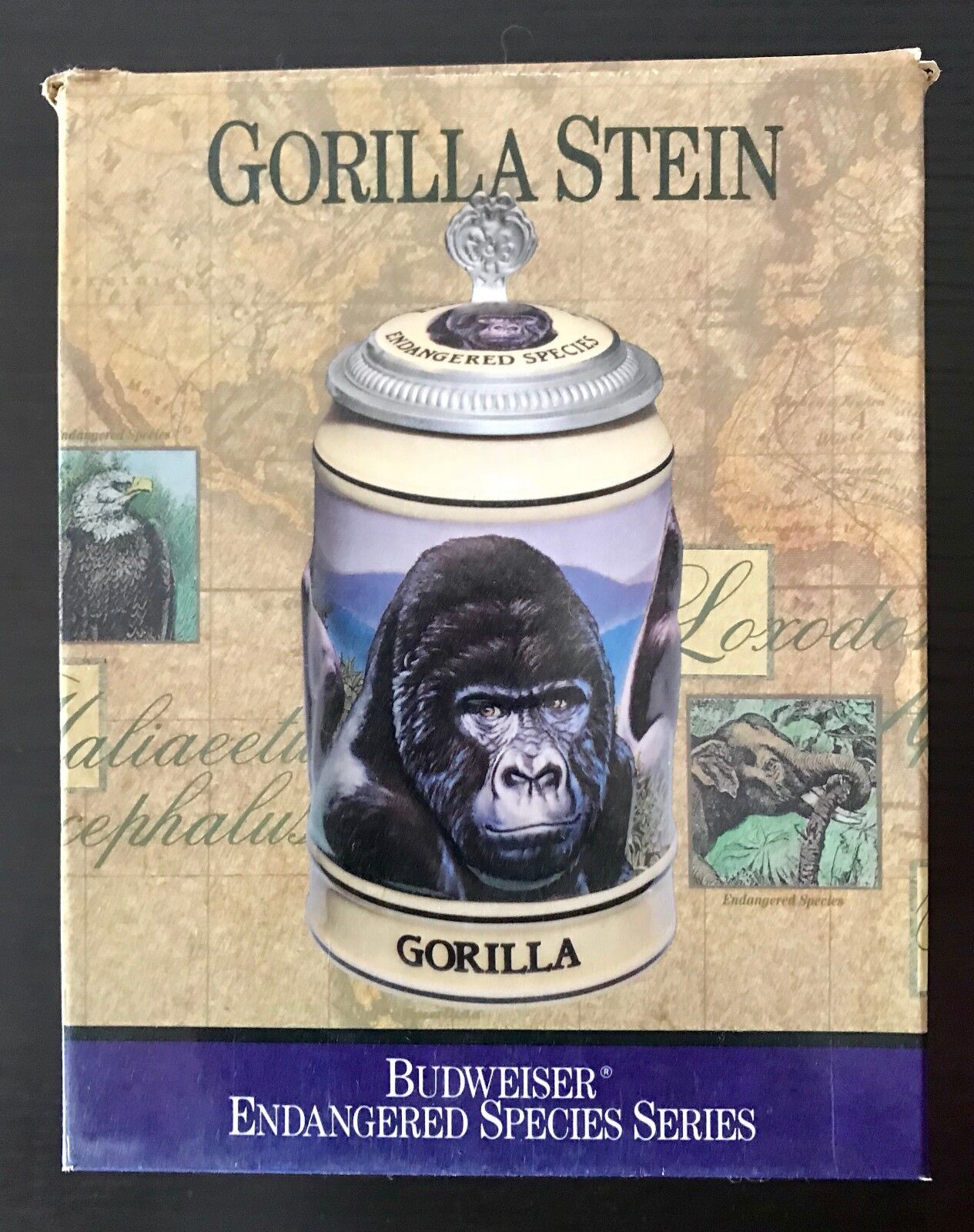 1996 Budweiser Endangered Species Series, Lidded Beer Stein, Gorilla