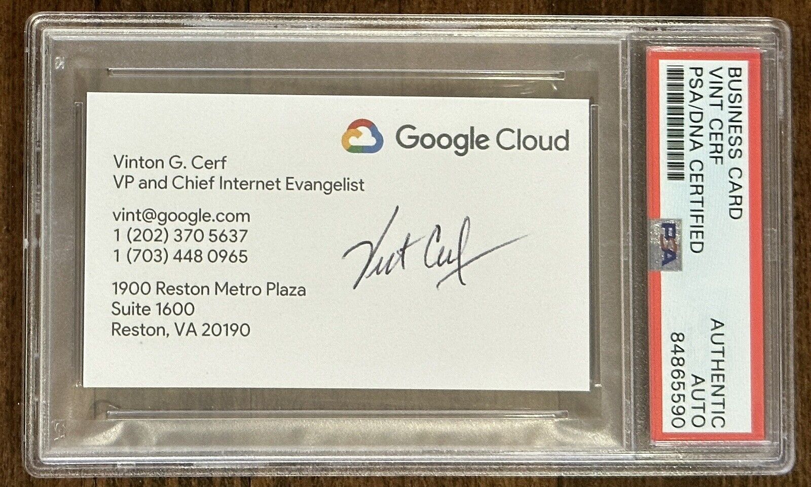 Vint Cerf FATHER OF THE INTERNET SIGNED GOOGLE BUSINESS CARD PSA DNA AUTOGRAPH