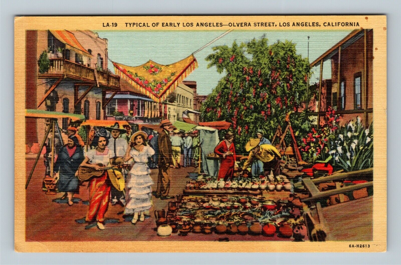 Los Angeles CA, Olvera Street, California Vintage Postcard