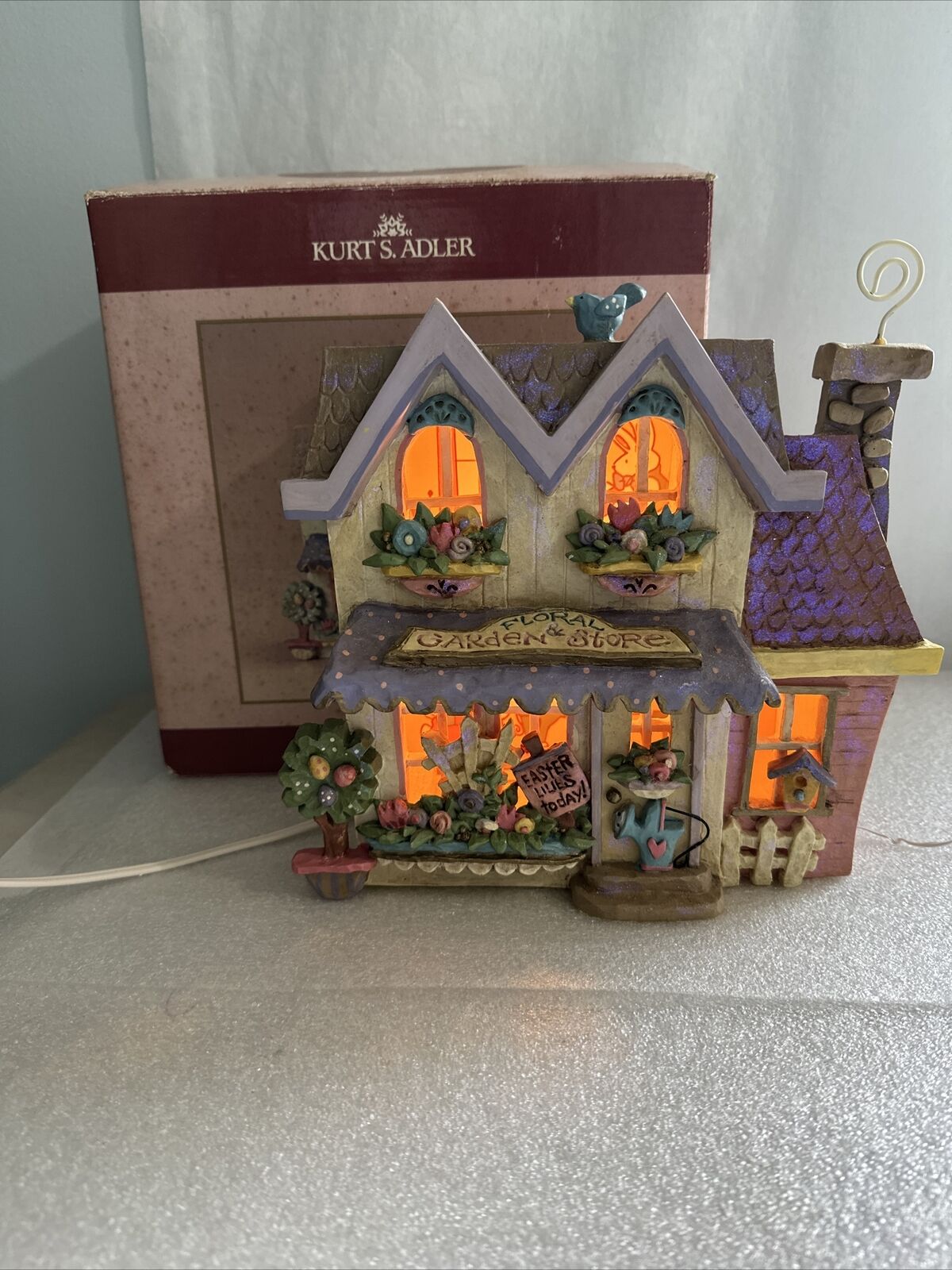 Kurt S. Adler Easter Village Garden Store  Lighted House, original box