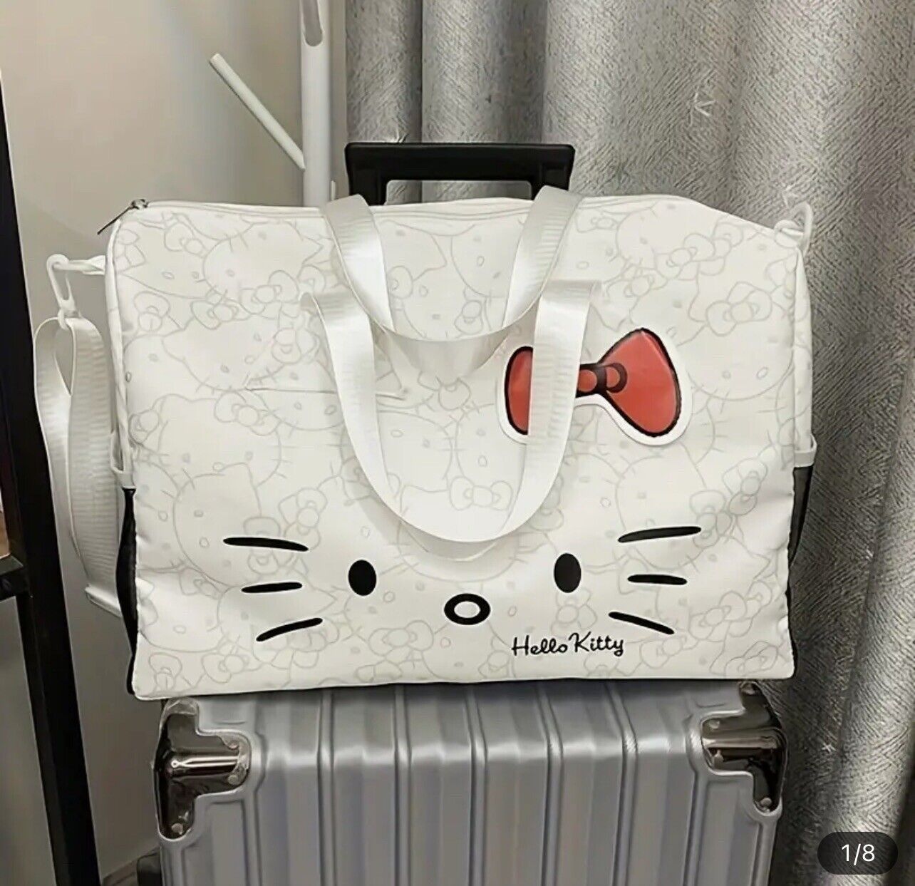 Sanrio Hello Kitty Duffle Bag Travel Luggage White Kawaii Overnight Bag
