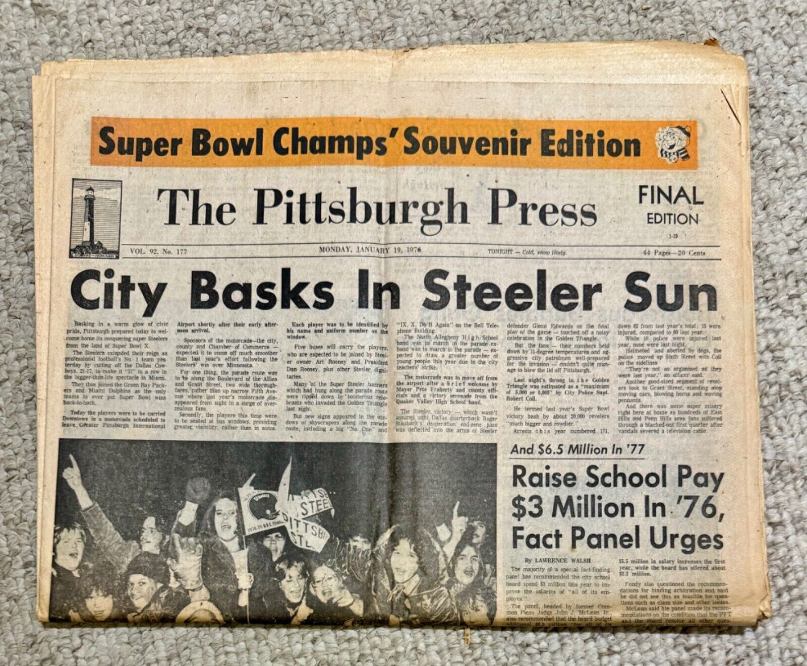 Pittsburgh Steelers Pittsburgh Press NFL Super Bowl Newspaper 1976 Complete
