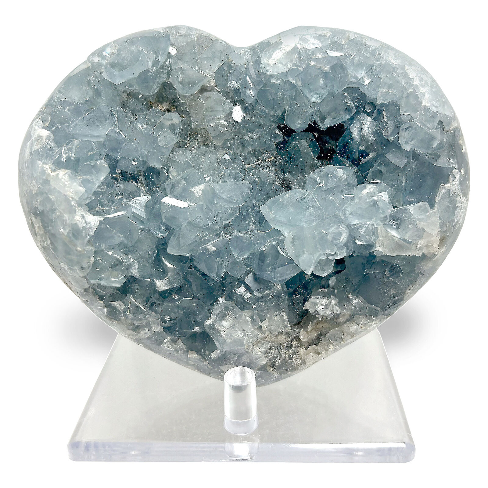 Natural Heart Shaped Celestite Gemstone Crystal Cluster Geode Specimen 2.2 Lb