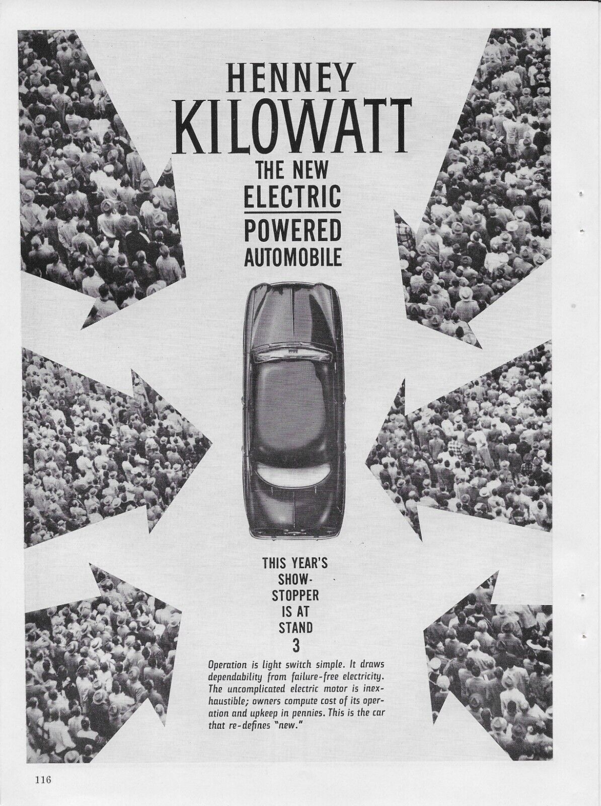 1961 Henney Kilowatt New Electric Powered Automobile Vintage Photo Print Ad