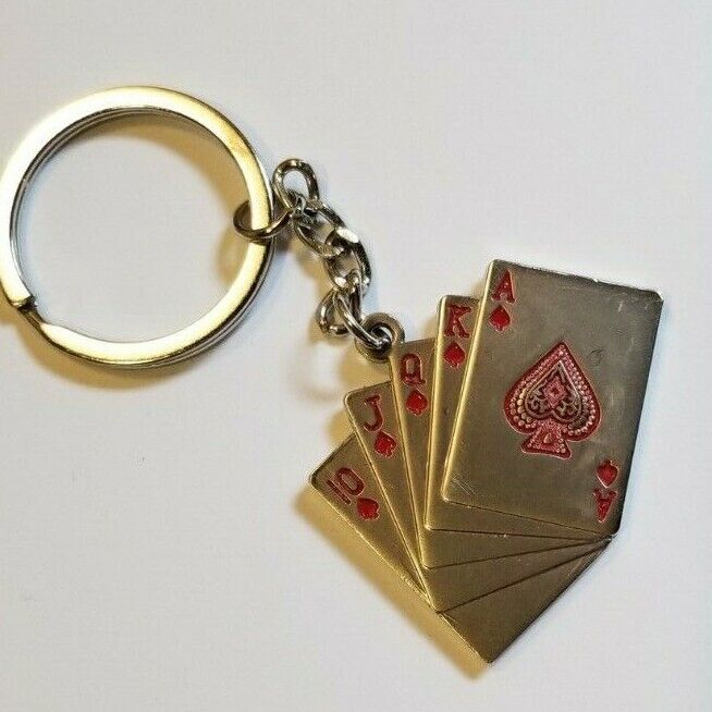 Creative Key Chain Ring Keyring Silver Aces Cards Keychain Pendant Gift Tool