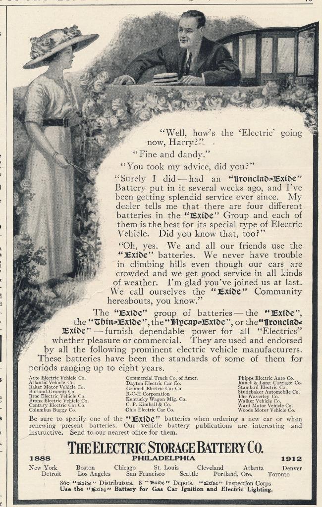 Magazine Ad - 1912 - Electrical Storage Battery Co., Philadelphia, PA